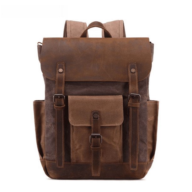 Bolso de hombre, mochila de lona retro para hombre, bolso de lona encerada al óleo, mochila de viaje para hombre