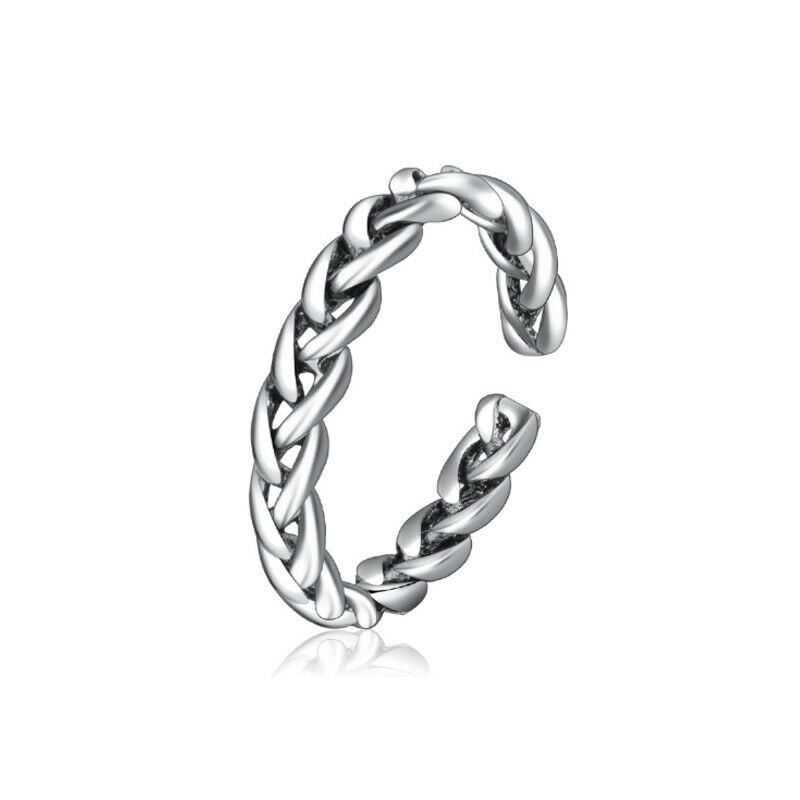 USA Band Open Adjustable Silver Midi RIng Sterling Silver 925 Twist Toe Ring 