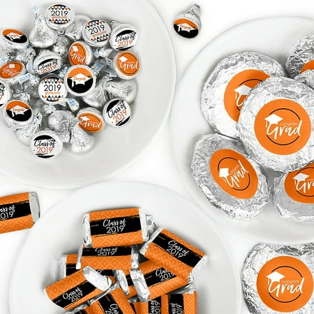 Orange Grad - Best is Yet to Come - Mini Candy Bar Wrappers, Round Candy Stickers and Circle Stickers - 2019 Orange Graduation Party Candy Favor Sticker Kit - 304