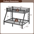 thumbnail image 3 of Miniyam Twin Over Full Metal Bunk Bed Frame with Ladder and Guardrails, Black, 3 of 8