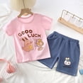 thumbnail image 2 of Ymyiu Toddler Boy Outfits Summer Toddler Kids Baby Boy Summer Clothes Short Sleeve Tops Shorts Outfits 2T 3T (Light Pink,2-3 Years), 2 of 6