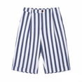 thumbnail image 4 of Striped Shorts Women High Waisted Knee Length Bermuda Shorts Summer Beach Vacation Casual Loose Fit Shorts with Pockets Blue, 4 of 8