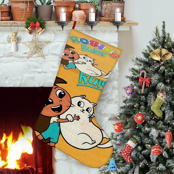 Rosie's Rules-theme Christmas Stockings,Fine white linen for Stairs Fireplace Hanging Xmas Home Decor Christmas gift17.7"X12.6"(45cm×32cm)
