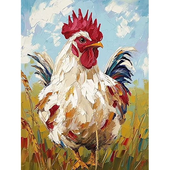 Rooster Oil Painting Decoration/Canvas Art, Suitable for Living Room, Bedroom, Kitchen, Dining Room, Bathroom, Office, Hotel, Farmhouse, Bar, Coffee Shop Decor.