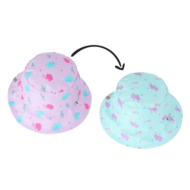 FlapJackKids - Patterned Sun Hat - Hippo/Elephant-S (6M-2Y)