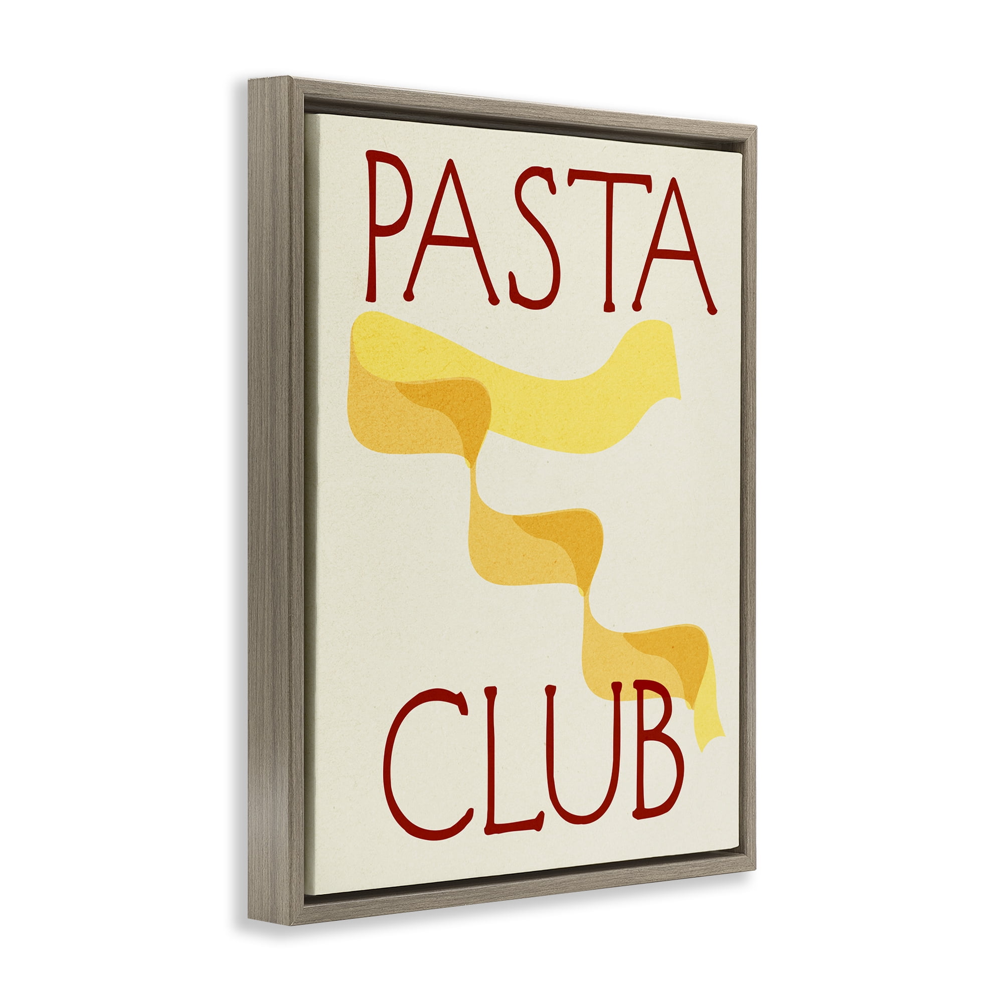 Stupell Industries Pasta Club Phrase Food & Beverage Painting Brown Floater Framed Canvas Art Print Wall Art, 25 x 31