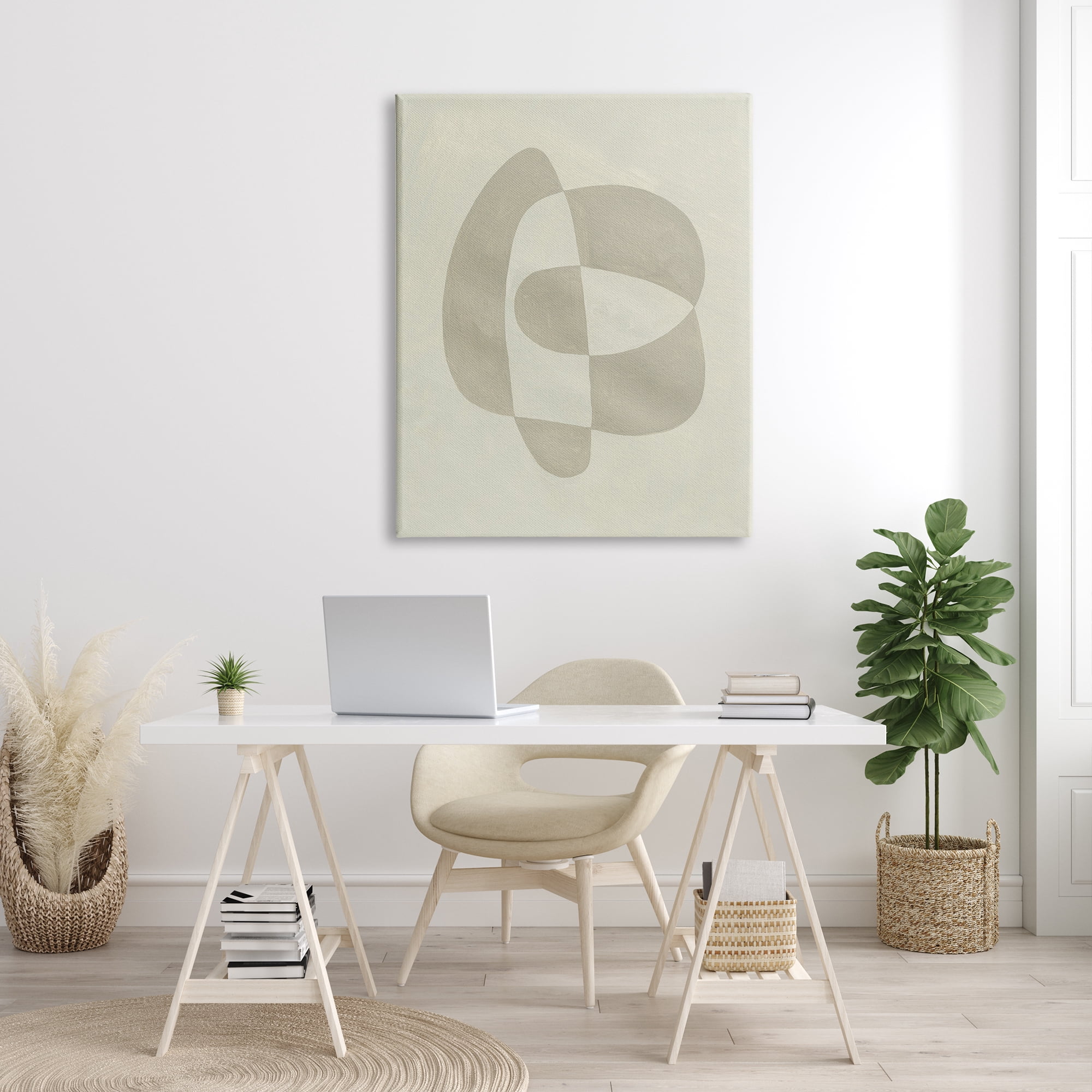 Stupell Indtries Round Contrasting Shape Abstraction Beige Tan Arrangement,36 x 48,Design by Emma Caroline&nbsp;