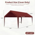 thumbnail image 2 of Pakunoda 10' X 20' Carport Canopy Replacement Cover, Portable Car Garage Shelter Party Top Tent with 34PC Ball Bungees, Burgundy (Only Cover, Frame Not Included), 2 of 8