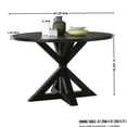 thumbnail image 6 of Banff 5-Piece Round Dining Set with Cross-Buck Table & 4 Tufted Chairs, Tan & Black Finish, 6 of 10