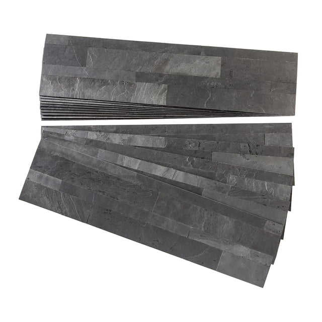 Aspect Peel and Stick Stone Overlay Kitchen Backsplash - Charcoal Slate (Approx. 15 sq ft Kit)
