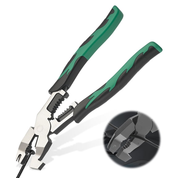 Industrial-Grade Multi-function Cutting Pliers 9-in-1 Multi-Functional Pliers Nail Puller/Wire Cutter/Stripper/Crimper—Compound Action Leverage Design Professional Cutting Tool for Home Repair