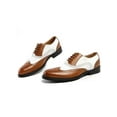 thumbnail image 5 of Fangasis Mens Dress Shoes Comfort Oxfords Lace Up Brogues Driving Non Slip Leather Shoe White Brown 5.5, 5 of 9