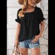 thumbnail image 5 of Tops de Verano para Mujer, Cuello Cuadrado, Elegantes, Informales, con Lunares, Mangas con Volantes, Camisetas Bonitas, Ropa de Moda Negro XL, 5 of 9