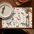thumbnail image 5 of Butterfly Pattern Heat Resistant Flax Table Mats for Dining, Wrinkle Free Machine Washable Place Mats with Colorful Tropical Floral Artistic Design, Cute Aesthetic Style for Butterfly Lover, Set of 4, 5 of 6