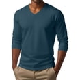 thumbnail image 6 of Felirenzacia Men's V Neck Sweatshirt, Casual Lightweight Cotton Long Sleeve Pullover Shirt Top,Navy,M, 6 of 6
