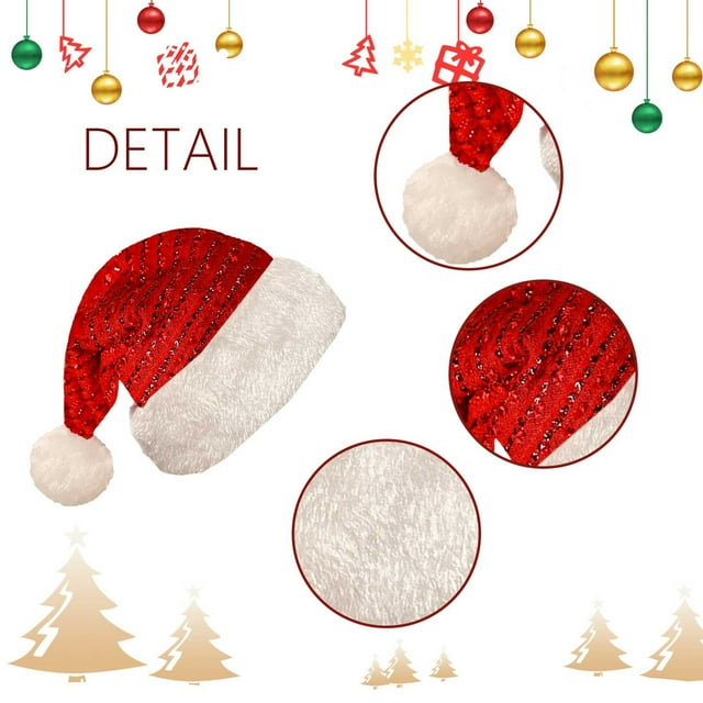 Adornos navideños, regalos navideños, gorro de Papá Noel, gorros navideños divertidos para niños y adultos, gorro navideño con lentejuelas, gorro navideño clásico de terciopelo unisex para Navidad, di