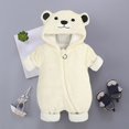 thumbnail image 5 of Infant Baby Fleece Jumpsuit Winter Warm Thick Plush Comfort Long Sleeve Rompers Animal Onesies Cute Hooded Newborn Clothes, White, 0 Months, 5 of 5