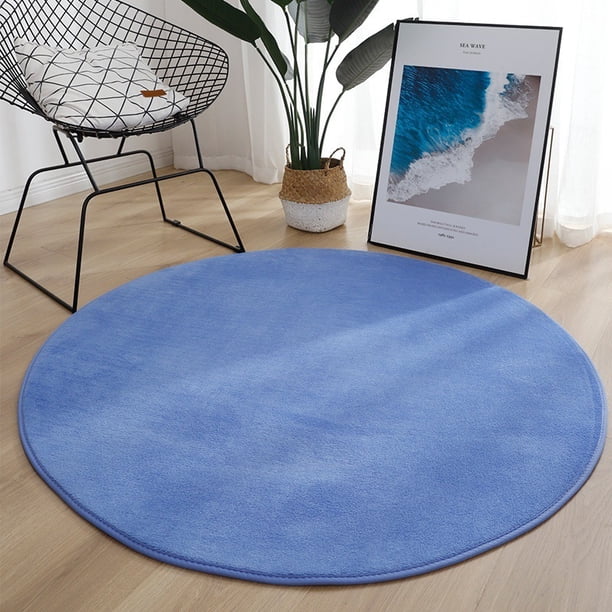 XmhyTop-A Alfombra redonda de 60 x 60 cm, supersuave, estilo minimalista y moderno para dormitorio y sala de estar, 1 pieza, color azul.