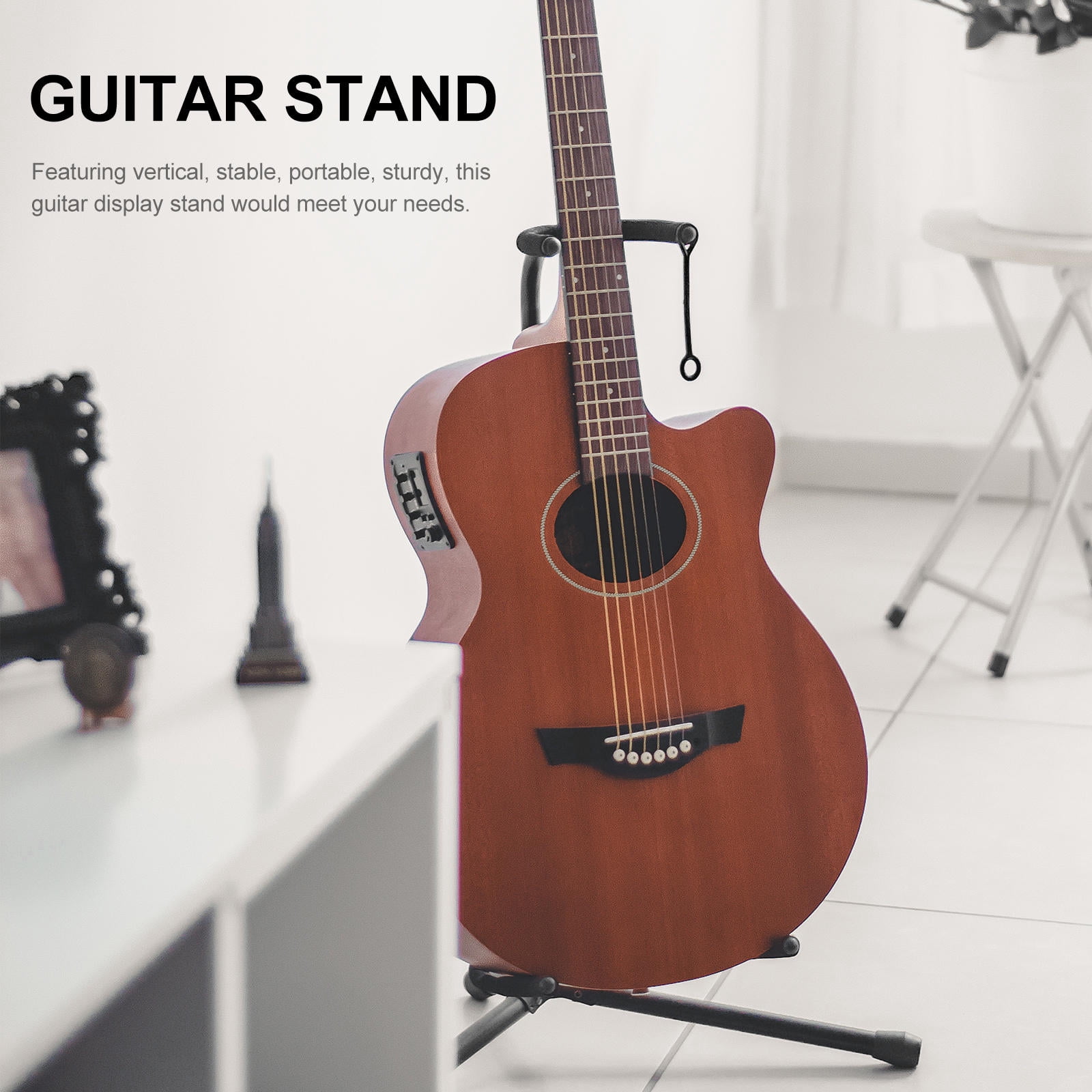 UPOUART Black Vertical Guitar Stand - Storage Rack for Home, Studio, and Stage Use, Fits All Guitar Types