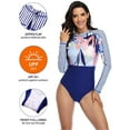 thumbnail image 2 of Women's Long Sleeve Rashguard Boyshort One Piece Swimsuits Zip Up Swimsuit, 2 of 6