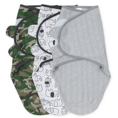 UPC: 0841297188909 | The Peanutshell Newborn Swaddles for Baby Boys and Girls 3 Pack Set Camo Elephant