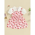 thumbnail image 2 of Biezeib Baby Girl Summer Dress Cute Doll Collar Puff Sleeve Strawberry Heart Print Princess Dress Infant Toddler Clothes, 2 of 9