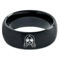 thumbnail image 2 of Tungsten Men Wedding Ring Black Best Gift Gamer First Birthday Handwriting Jewelry Nerdy Gifts, 2 of 7