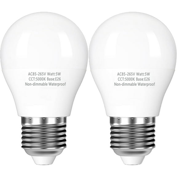 2-Pack Refrigerator Light Bulbs 40 Watt, 5000K Daylight White, Waterproof A15 LED Bulbs with E26 Base, Appliance Light Bulbs for Refrigerator, Non-dimmable