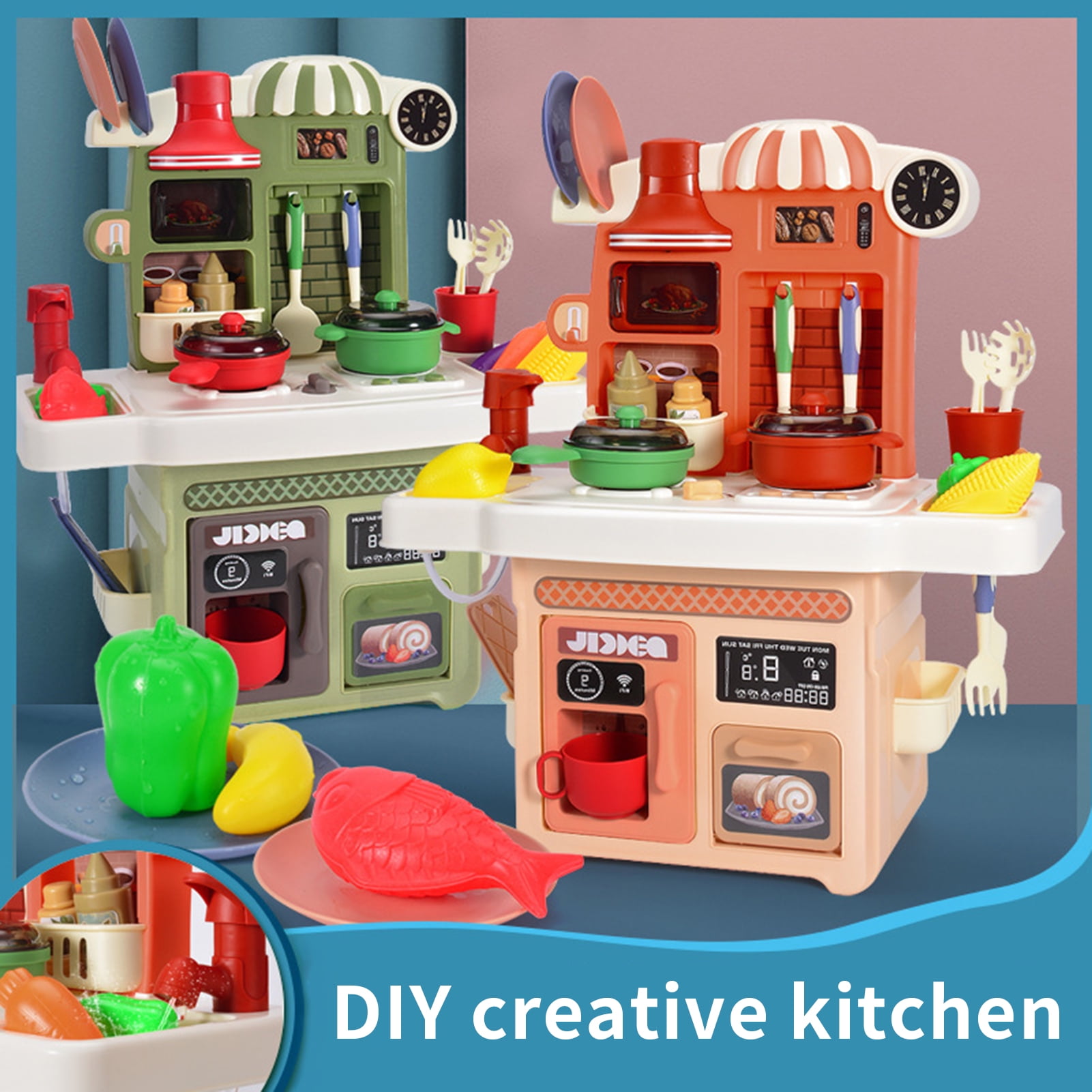 Kids Kitchen Pretend Play Toys Cooking for Role Games 23pcs/Set Stainless 