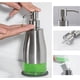 thumbnail image 2 of Dispensador de jabón con posavasos antideslizante, carcasa de acero inoxidable de níquel cepillado, revestimiento de vidrio, dispensador de bomba manual, dispensador de jabón líquido recargable para b, 2 of 5