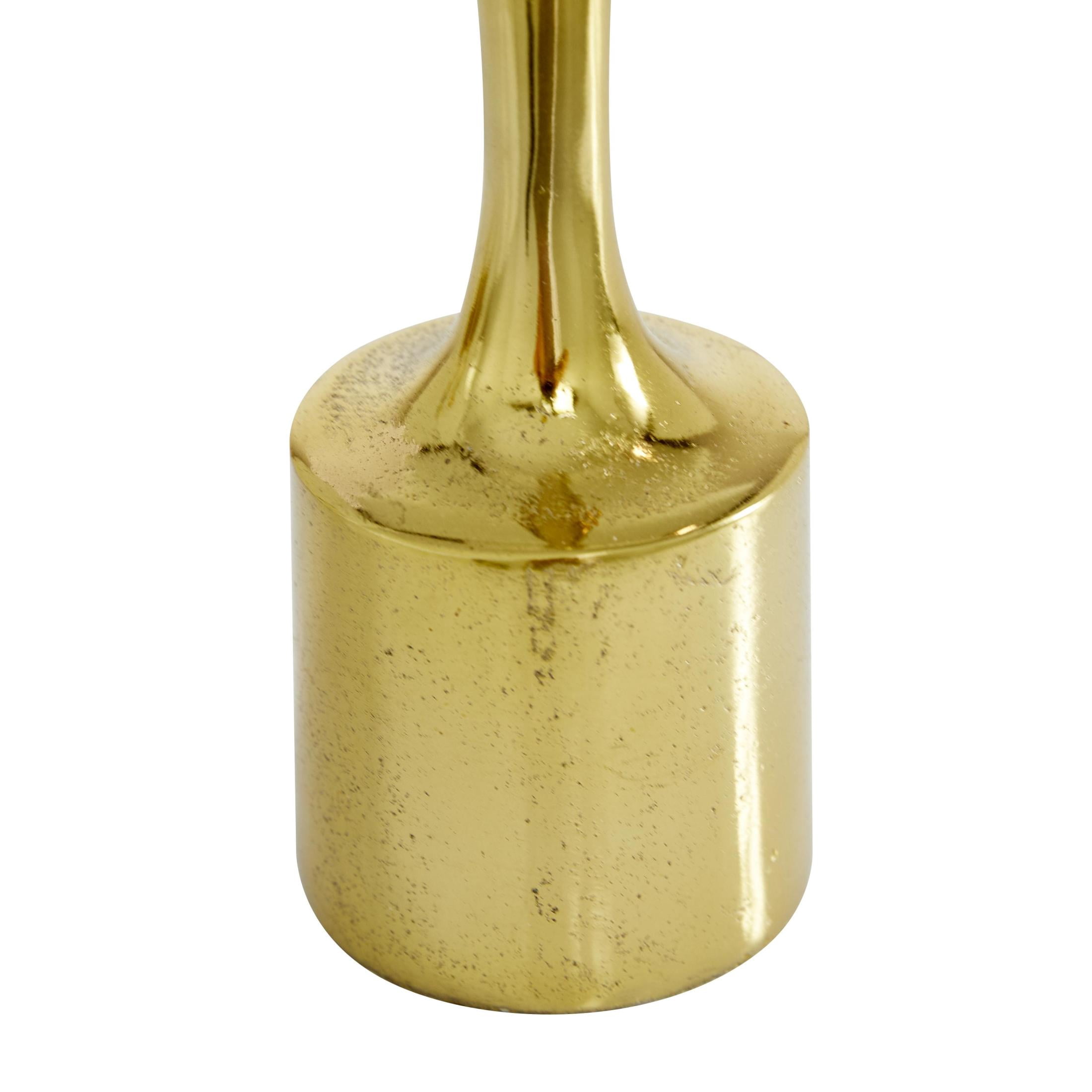 CosmoLiving by Cosmopolitan 3 Candle Gold Aluminum Metal Slim Candle Holder with Block Bases, Set of 3