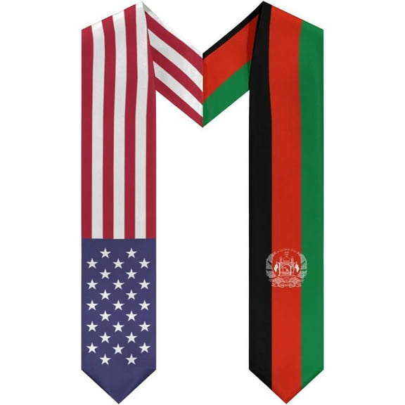 Afghanistan Mix United States Flag Graduation Stole Sash For Study Aboard International Students