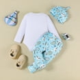 thumbnail image 4 of HWJAD My First Easter Baby Boy Outfit Sunglasses Bunny Long Sleeve Romper Pants and Hat 3 Piece Spring Set, 4 of 9