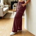 thumbnail image 6 of Inleife Women High Waist Corduroy Cargo Wide Leg Pants, Elastic Waist Drawstring Multi Pocket Casual Lounge Trousers, 6 of 6
