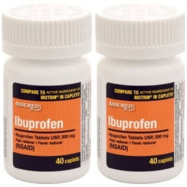 2 Lots of Ibuprofen Caplets, 40ct. Bottles
