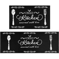 Kitchen Rugs and Mats Non-Slip Washable Anti-Fatigue Kitchen Mats 2 Pieces Black Kitchen Carpet Floor Comfort Mats for Kitchen Sink Front Two Piece Set, Black 17x30 17x47inch
