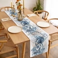 thumbnail image 3 of Summer Coastal Coral Table Runner - 72 Inch Long, Kitchen Dining Table Runner Dresser Scarves, Blue Ocean Conch Shell Blue Farmhouse Decor for Coffee Tables Wedding Party Banquet, 3 of 8