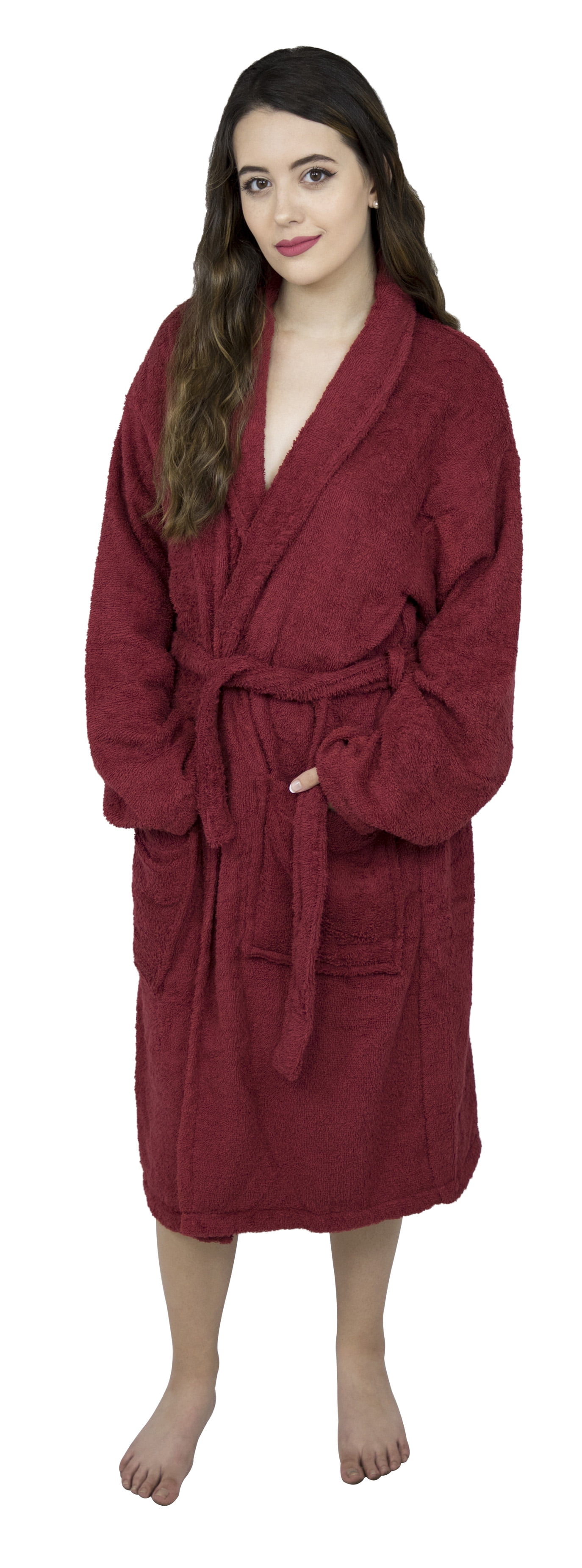 Women Shawl Collar Bathrobe Ladies Cotton Terry Kimono Collar Luxury