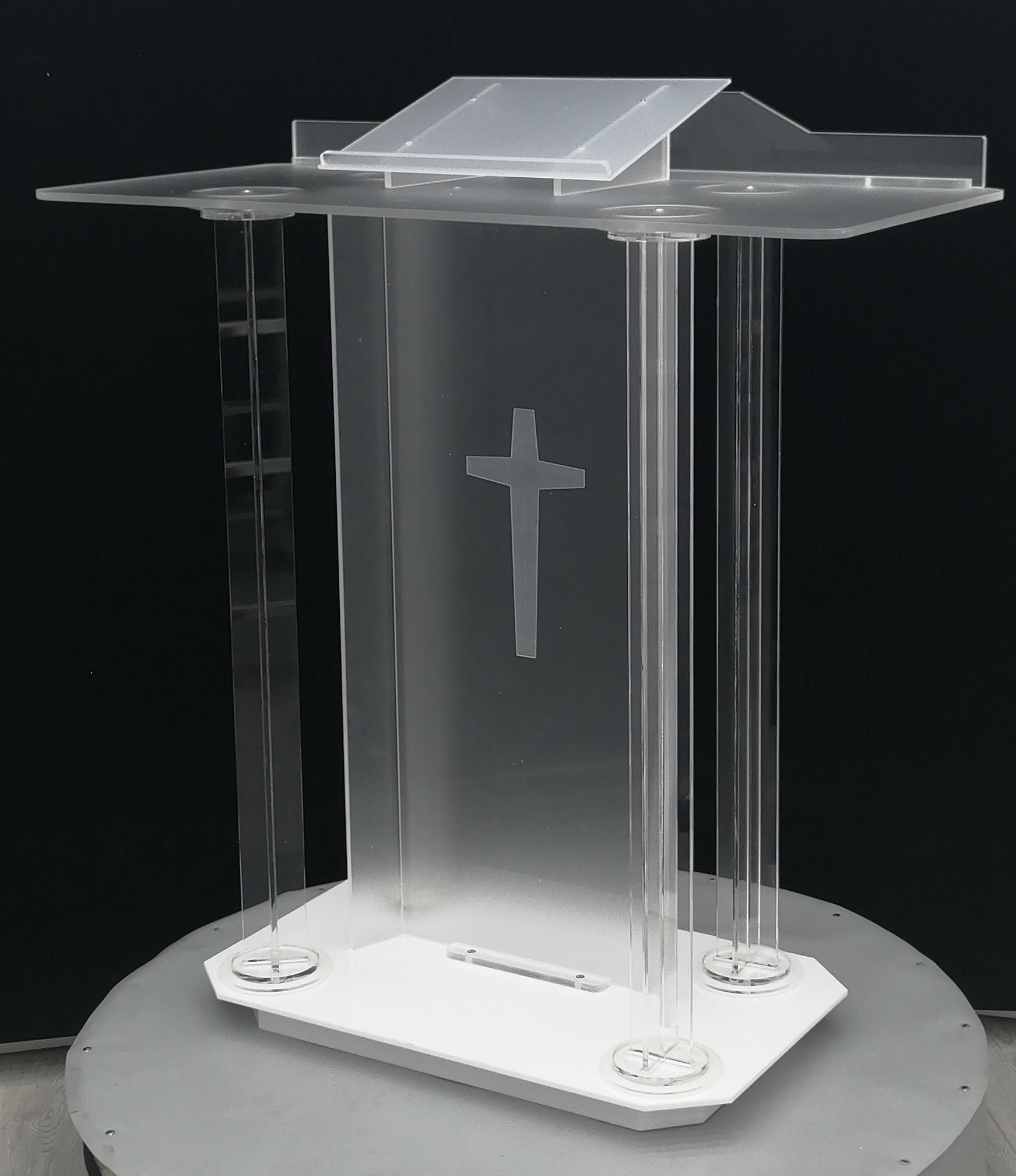 Conference Wedding,Clear Rolling Podium XUANX Floor Standing Podium Company Church Acrylic MDF Podium with Casters 