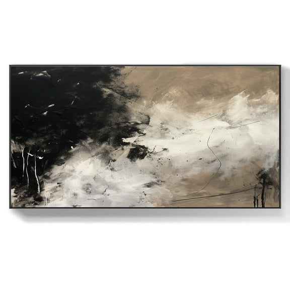 Minimalist Black and White Abstract Painting Large Black White Textured Wall Art Black And White 3D Abstract Art Gifts for Home,Unstretched,Frameless,(41*61cm)16*32Inches