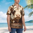 thumbnail image 3 of Balery Butterfly Cow Barrel Camisas hawaianas de manga corta para hombre, camisas playeras de corte holgado, camisas de vacaciones con botones,Small, 3 of 7