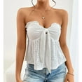 thumbnail image 6 of SOMER Women's Tube Top Summer Eyelet Bandeau Butterfly Knot Off Shoulder Top, 6 of 7