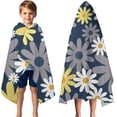 thumbnail image 3 of Navy Daisy Flower Pattern Hooded Bath Towel，50"x30" for Ages 3 To 12 Kids, Quick Dry Lightweight Soft Microfiber Hood Beach Towel Cover Up for Kids, 3 of 7
