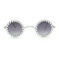 thumbnail image 2 of Large Rhinestone Rim Micro Small Hippie Round Circle Lens Metal Sunglasses Silver - Smoke, 2 of 4