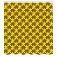 thumbnail image 2 of Yellow Brown Shower Curtain, Bicolour Repetitive Pattern with Puzzle Pieces Abstract Simple, Fabric Bathroom Set with Hooks, 69W X 84L Inches Extra Long, Caramel and Yellow, by Ambesonne, 2 of 2