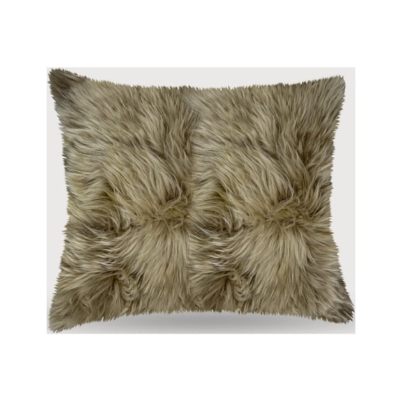 Taupe Natural Sheepskin Square Pillow