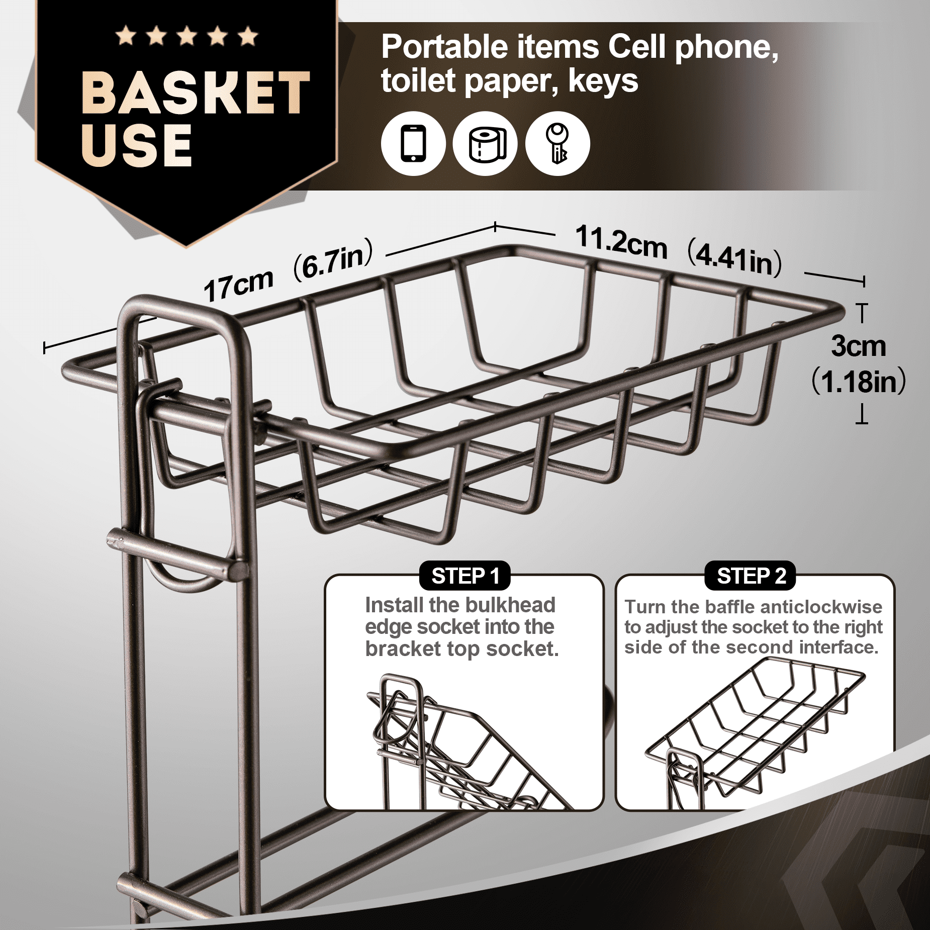 Toilet Paper Holder Holder with Shelf,Bathroom with Toilet Convenient Shelf, Holds Mega Rolls, Phone,Brown,