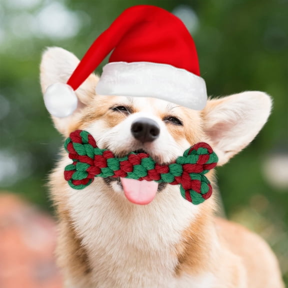 Christmas Dog Rope Toys for Medium Small Dog Chewers, Christmas Candy Cane Pet Chew Rope Toy Cotton Rope Dog Toys for Interactive Playtime and Training