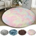 thumbnail image 3 of Matoen Tie-Dyed Gray Round Rug Circular Bedside Carpet Soft Circle Rug Fuzzy Plush Circle Throw Rug Fluffy Round Rug for Home Decor Shaggy Circle Kids Play Rug for Girls Boys Baby Bedroom 24in, 3 of 5