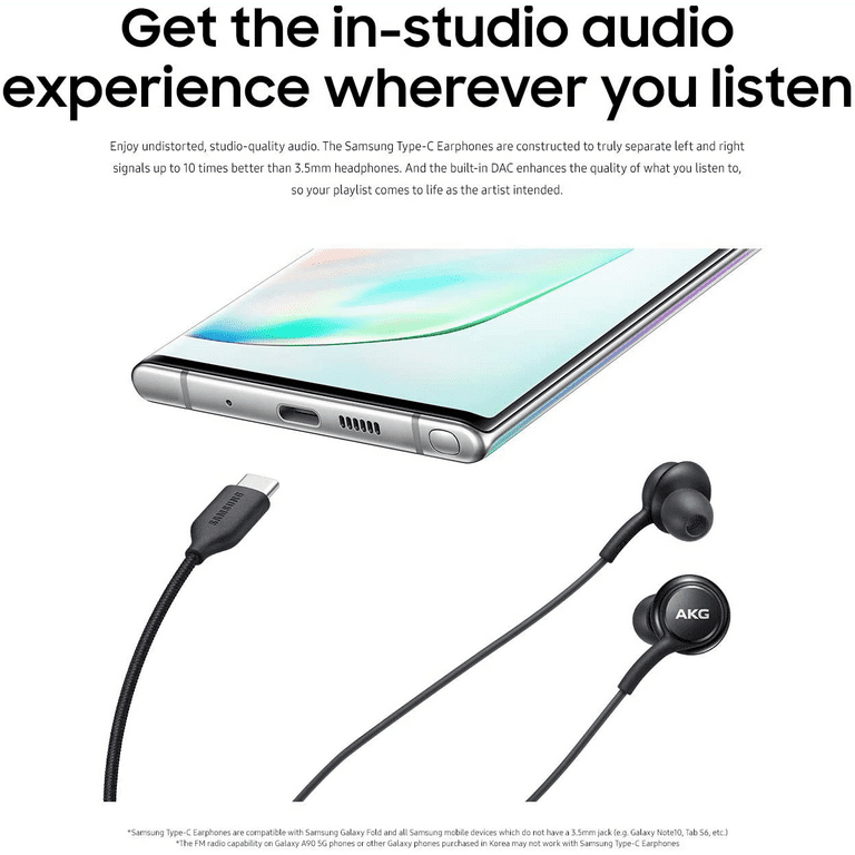 OEM UrbanX 2021 Stereo Headphones for Realme X3 SuperZoom Braided Cable Designed by AKG with Microphone Black USB C Connector US Version with Warranty Walmart